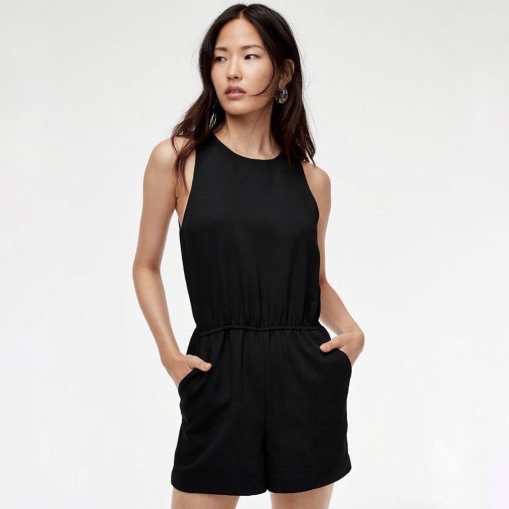 Aritzia | Wilfred | Rive Black‎ Sleeveless Elastic Waist Romper Size XS
